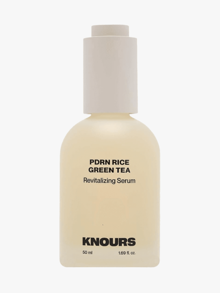Knours PDRN Rice & Green Tea Revitalizing Serum in branded component on a light gray background